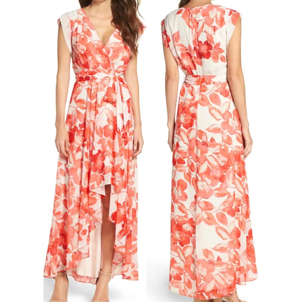 Eliza J Surplice Obi High/Low Dress